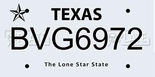 BVG6972 Texas License Plate