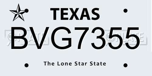 BVG7355 Texas License Plate