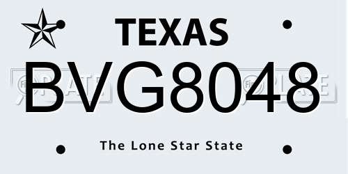BVG8048 Texas License Plate