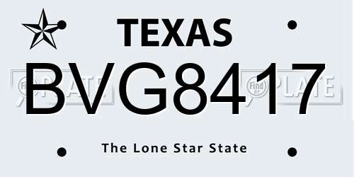 BVG8417 Texas License Plate