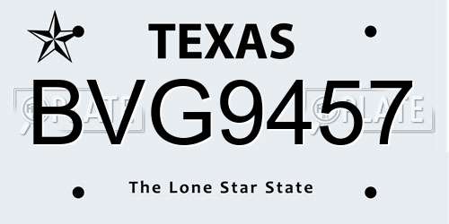 BVG9457 Texas License Plate