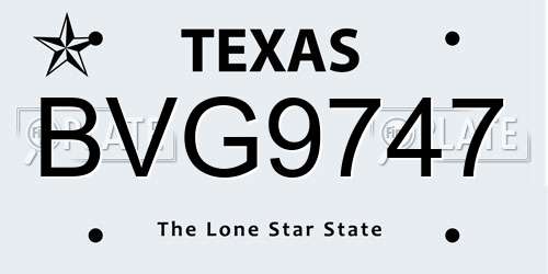 BVG9747 Texas License Plate