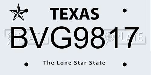 BVG9817 Texas License Plate