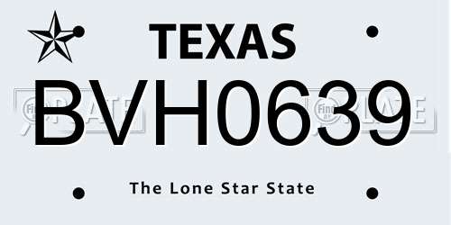 BVH0639 Texas License Plate
