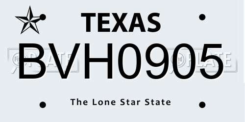 BVH0905 Texas License Plate