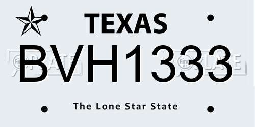 BVH1333 Texas License Plate