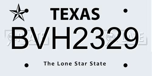 BVH2329 Texas License Plate