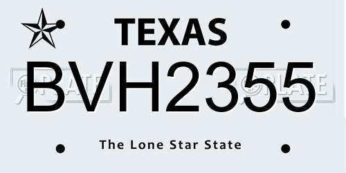 BVH2355 Texas License Plate