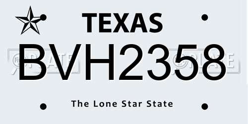 BVH2358 Texas License Plate