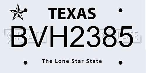 BVH2385 Texas License Plate