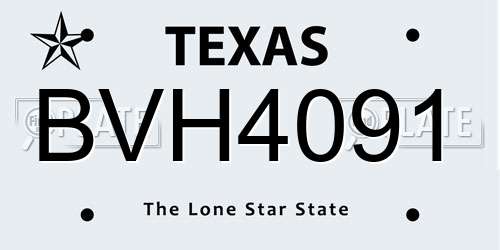 BVH4091 Texas License Plate