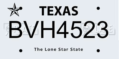 BVH4523 Texas License Plate