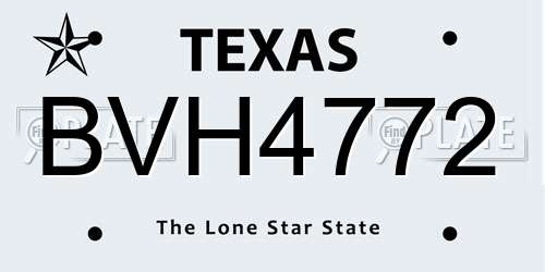 BVH4772 Texas License Plate