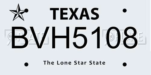 BVH5108 Texas License Plate