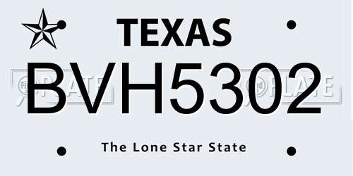 BVH5302 Texas License Plate