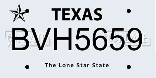 BVH5659 Texas License Plate
