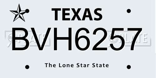 BVH6257 Texas License Plate