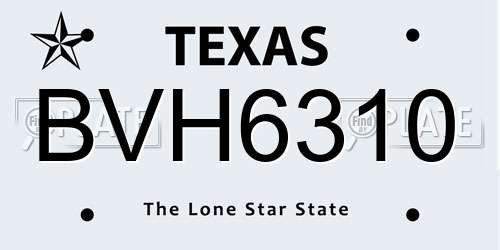 BVH6310 Texas License Plate