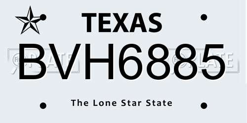 BVH6885 Texas License Plate