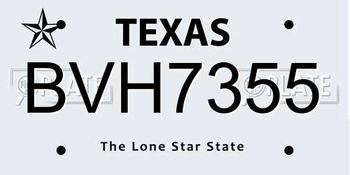 BVH7355 Texas License Plate
