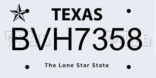 BVH7358 Texas License Plate