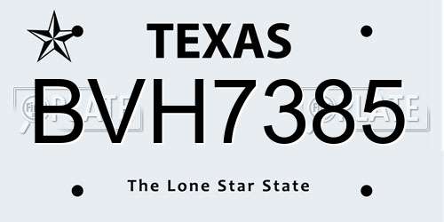 BVH7385 Texas License Plate