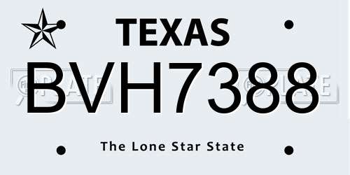 BVH7388 Texas License Plate