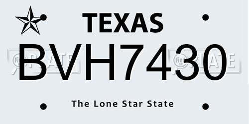 BVH7430 Texas License Plate