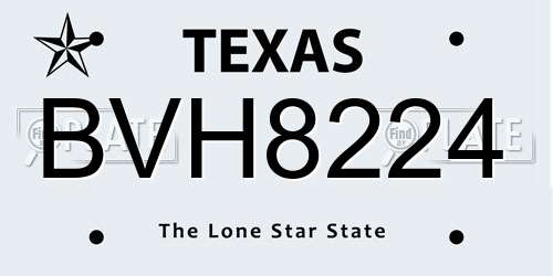 BVH8224 Texas License Plate