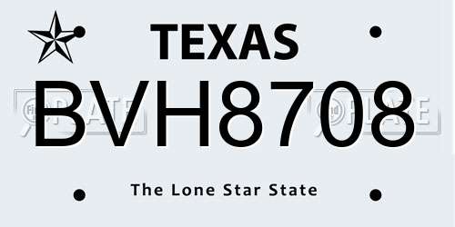 BVH8708 Texas License Plate