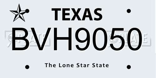 BVH9050 Texas License Plate