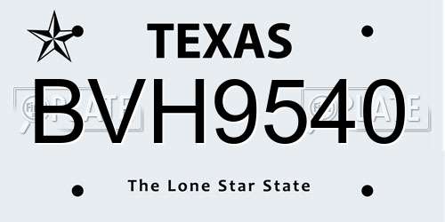 BVH9540 Texas License Plate