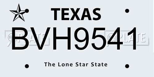 BVH9541 Texas License Plate