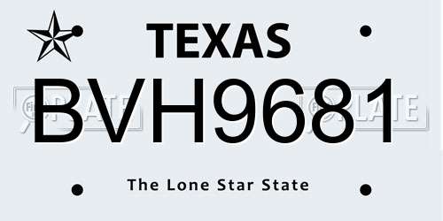 BVH9681 Texas License Plate