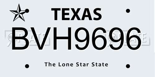 BVH9696 Texas License Plate