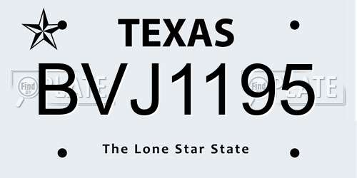 BVJ1195 Texas License Plate