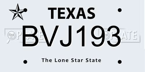BVJ193 Texas License Plate