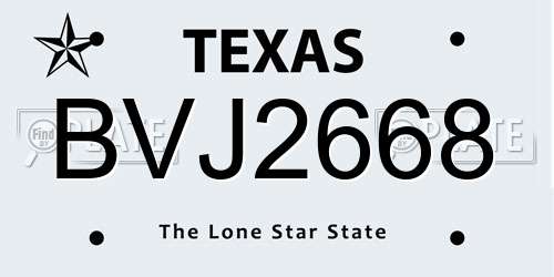 BVJ2668 Texas License Plate