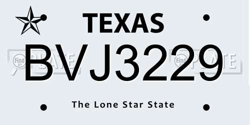 BVJ3229 Texas License Plate