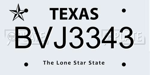 BVJ3343 Texas License Plate