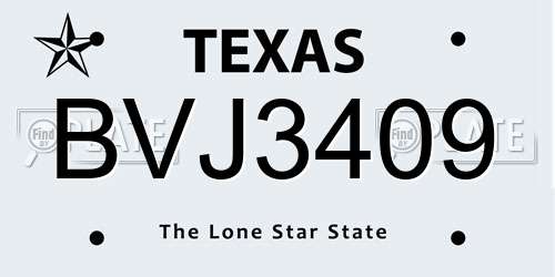 BVJ3409 Texas License Plate