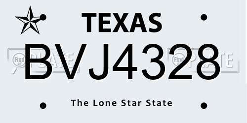 BVJ4328 Texas License Plate