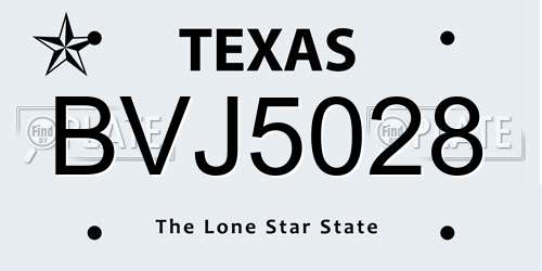 BVJ5028 Texas License Plate