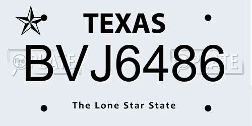 BVJ6486 Texas License Plate