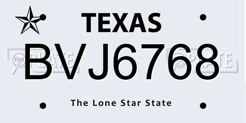 BVJ6768 Texas License Plate