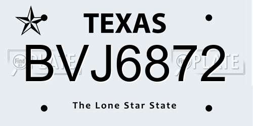 BVJ6872 Texas License Plate