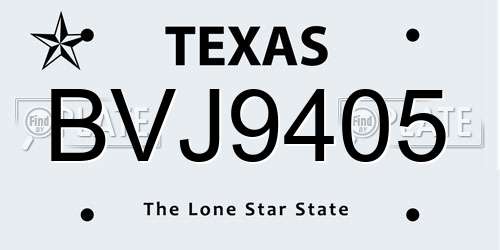 BVJ9405 Texas License Plate