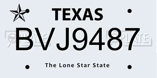 BVJ9487 Texas License Plate