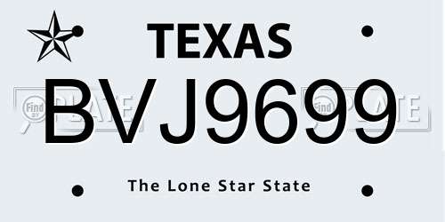 BVJ9699 Texas License Plate