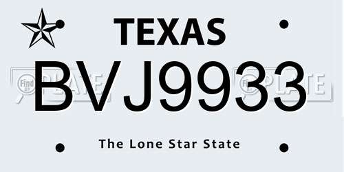 BVJ9933 Texas License Plate